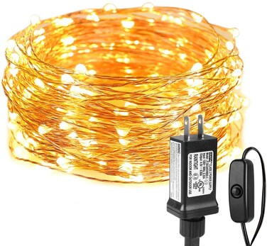Lighting EVER Fairy Lights Plug in, 33ft 100 LED String Lights for Bedroom, Warm White Copper Wire Lights, Waterproof Indoor Outdoor Decorative Fairy Lights for Patio, Garden, Balcony, Vases, Craft