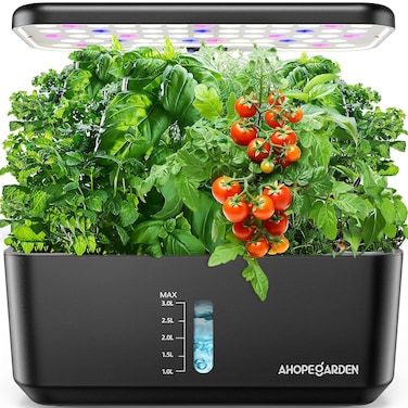 Ahopegarden Indoor Garden Hydroponics Growing System: 10 Pods Plant Germination Kit Aeroponic Herb Vegetable Growth Lamp Countertop with LED Grow Light - Hydrophonic Planter Grower Harvest Lettuce