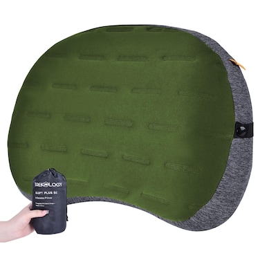 TREKOLOGY Inflatable Camping Pillow - Ultralight Backpacking, Hiking, Outdoor, Travel, Picnic, and Sleeping Pillow - Compact, Portable, Comfortable Camp Pillow for All Adventures ALUFT Plus SE