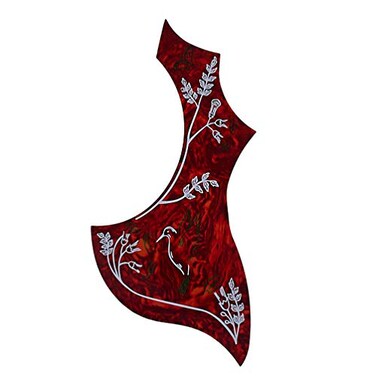 Acoustic Guitar Pickguard Anti-Scratch Plate Flower and Self-adhesive Pickguard for Electric Acoustic Classical Guitar Dark Red