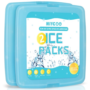 MIYCOO Ice Packs for Lunch Boxes &amp; Lunch Bag - Quick Freeze Ice Pack Space Saving Freezer Packs - Reusable Slim Original Cool Pack - Cooler Accessories for Beach, Camping and Fishing - 2PC