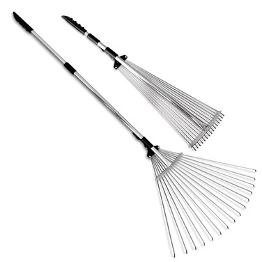 TABOR TOOLS Adjustable Metal Rake - Collapsible &amp; Telescopic - Garden, Yard, &amp; Lawn - Ideal for Leaves, Shrubs &amp; Small Areas. J16A