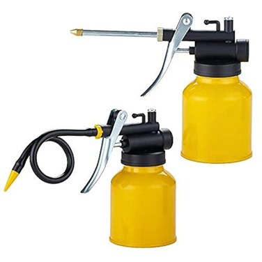 Junchi Hand Pump Oiler Can Professional Level 8 oz. Capacity Pump Oiler with Metal &amp; Long Flex Spout