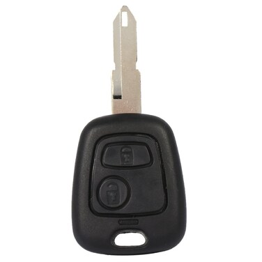 Qiilu 2 Buttons Uncut Blank Blade Remote Auto Car Key Fob Shell Case Replacement for Peugeot 206