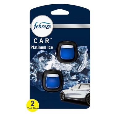 Febreze Car Air Freshener Vent Clip Platinum Ice Scent, .07 oz. Car Vent Clip, 2 Count