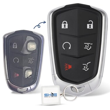 Key Fob Shell Case Replacement Fits for Cadillac Escalade ESV 2015 2016 2017 2018 2019 2020 Keyless Entry Remote Control 6 Button Pad Cover