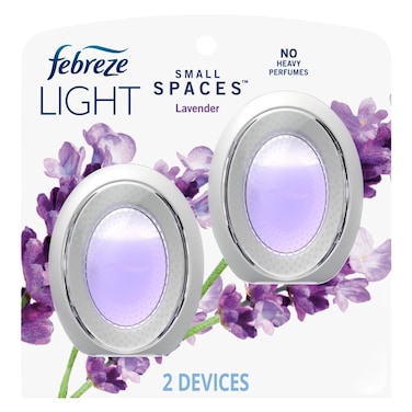 Febreze Small Spaces Air Freshener, Odor-Fighting, Plug In Alternative, Air Fresheners for Home and Bathroom and Kitchen, Closet Air Fresheners, Light Lavender Scent, 2 Count