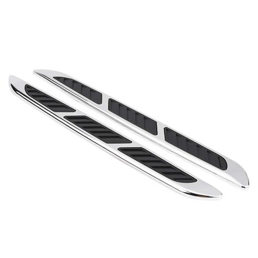 Qiilu 2pcs Universal Hood Vent Air Intake Chrome Grille Side Scoop Hood Cover Car Exterior Hood Side Door Decorative Cover Trim Sticker