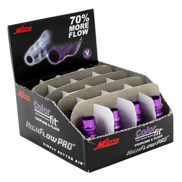 Milton 761VC-20 ColorFit HighFlowPRO Plugs, V-style Purple, 1/4" NPT Female, Box of 20