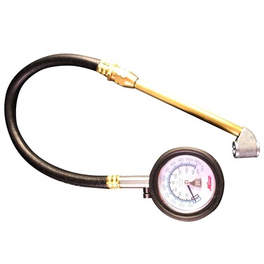Milton (S-936) High Pressure Dial Tire Pressure Gauge - Dual Head Air Chuck, 12" Hose