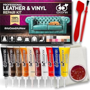 Coconix Leather &amp; Vinyl Repair Kit   Fix Tears, Holes, Scratches, and Peeling on Leather and Vinyl Furniture, Car Seats, and Jackets   Easy Application with Customizable Colors