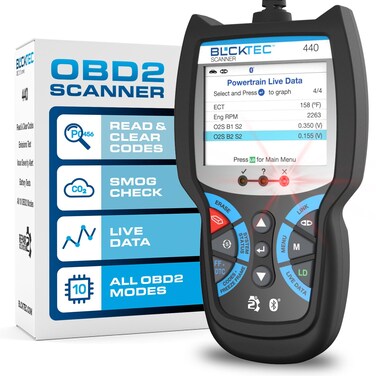 BLCKTEC 440 Bluetooth OBD2 Scanner Diagnostic Tool - Car Code Reader and Scanner for Car - Comes with Live Data - Battery/Charging System Test - Works for All OBD Compliant Cars 1996 &amp; Newer