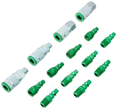 Milton ColorFit Coupler &amp; Plug Kit (14 Piece), A-Style 1/4 NPT Green, S-314AKIT