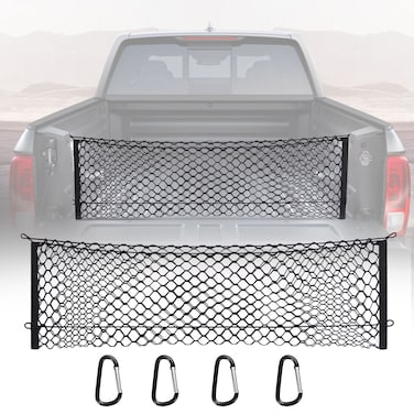 Truck Bed Cargo Net Truck Bed Storage Net Organizer Envelope Cargo Net Elastic Mesh Net Pickup Truck Bed Divider Compatible for 2013-2022 Chevy Silverado WT LS LTZ F150 F250 (49x15.2 Inch)