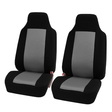 FH Group Automotive Car Seat Covers High Back Classic Cloth Car Seat Covers Front Seats Only Gray Seat Cover Front Set Universal Fit Interior Accessories Cars Trucks SUV Car Interior Accessories