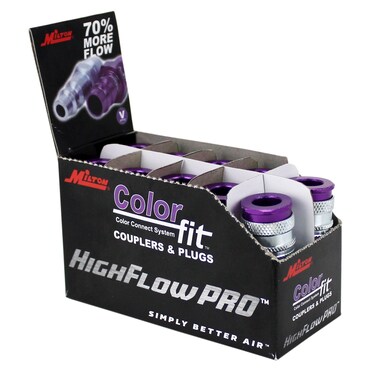 Milton 765VC ColorFit HighFlowPRO Couplers, V-style Purple, 1/4" NPT Male, Box of 10