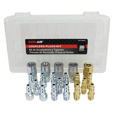 Milton EXELAIR EX0320MKIT - Air Coupler and Plug Accessory Kit - 1/4" M-Style Steel/Brass Couplers and 1/4" M-Style Steel/Brass Plugs - (20-Piece)