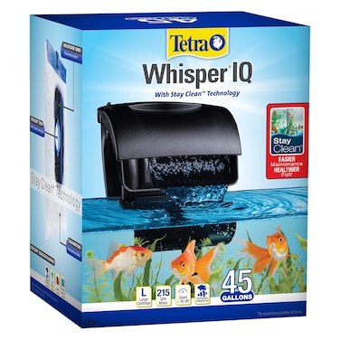 Tetra Whisper IQ Power Filter 45 Gallons, 215 GPH, With Stay Clean Technology