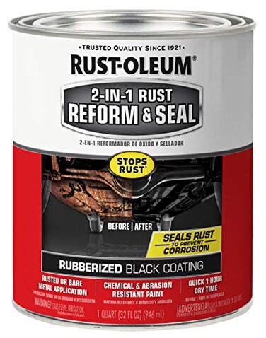 Rust-Oleum 344763 Automotive 2-in-1 Rust Reform &amp; Seal, Quart, Black, 32 Fl Oz (Pack of 1)