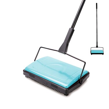 Yocada Carpet Sweeper Cleaner for Home Office Low&amp;Undercoat Carpets Rugs Pet Hair Dust Scraps Paper Small Rubbish Cleaning with a Brush Blue