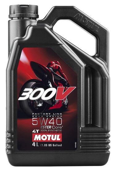 Motul 104115 Set of 2 300V Road Racing 5W-40 Motor Oil 1-Gallon Bottles