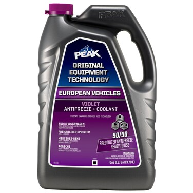 PEAK OET Extended Life Violet 50/50 Prediluted Antifreeze/Coolant for European Vehicles, 1 Gal.