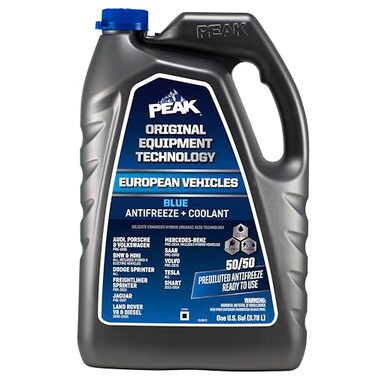 PEAK OET Extended Life Blue 50/50 Prediluted Antifreeze/Coolant for European Vehicles, 1 Gal.