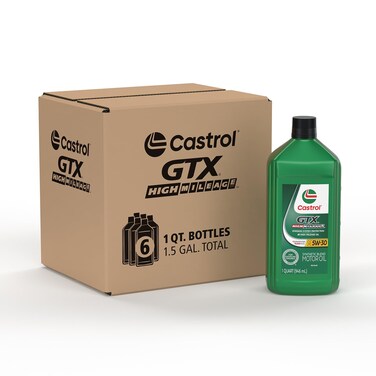 Castrol Gtx High Mileage 5W-30 Synthetic Blend Motor Oil, 1 Quart, Pack of 6