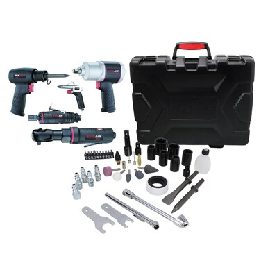EXELAIR by Milton 50-PC Light-weight Composite Automotive Air Tools with High Torque Impact Wrench, Ratchet, Die Grinder, Air Hammer &amp; Blow Gun