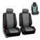 FH Group Car Seat Covers Front Set Premium Faux Leather - Gray Black Car Seat Covers for Low Back Seat, Universal Fit, Automotive Seat Covers, Airbag Compatible Car Seat Cover for SUV, Sedan, Van