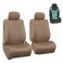 FH Group Automotive Car Seat Cover Premium PU Leather Front Pair Set Seat Covers Airbag Compatible Easy to Install with Air Freshener - Universal Fit for Cars Trucks and SUVs (Beige) PU002102