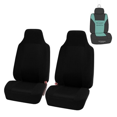 FH Group FB102102 Classic Bucket Cloth Car Seat Covers Grey/Black Color - Fit Most Car, Truck, SUV, or Van (Black)