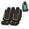 FH Group Car Seat Covers Unique Flat Cloth Full Set Automotive Seat Covers Front Set and Rear Solid Bench Yellow Black Seat Covers w. Gift Universal Fit Interior Accessories for Cars Trucks and SUVs