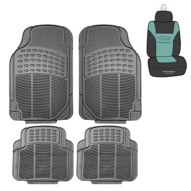 FH Group Trimmable Non-Slip Rubber Floor Mats Full Set - Universal Fit for Cars Trucks and SUVs (Gray) F11305