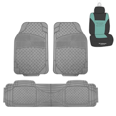 FH Group F11307 Semi-Custom Trimmable Vinyl Floor Mats (Gray) Full Set- Universal Fit for Cars Trucks and SUVs