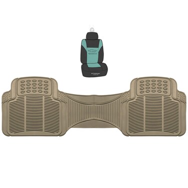 FH Group Trimmable Vinyl Floor Mats Automotive (Beige) Rear Set - Universal Fit for Cars Trucks and SUVs F11306