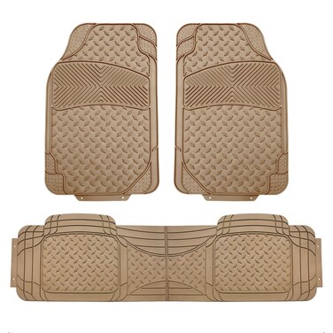 FH Group F11322 Classic Rubber Trimmable Floor Mats (Beige) Full Set - Universal Fit for Cars Trucks and SUVs