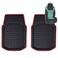 FH Group Automotive Floor Mats - Universal Fit Full Set PU Leather Floor Mats, Black Red Trim - Deep Dish Design Floor Mats for Most Sedan, SUV and Truck Floor Mats Combo Small Car Seat Cover Design