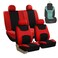 FH Group Stylish Cloth Full Set Car Seat Covers (Airbag &amp; Split Ready), Red/Black- Fit Most Car, Truck, SUV Van