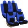 FH Group Automotive Seat Covers Light &amp; Breezy Flat Cloth Full Set with Steering Wheel Cover and Seat Belt Pads - Universal Car, Truck, SUV, or Van (Blue/Black) FB030115