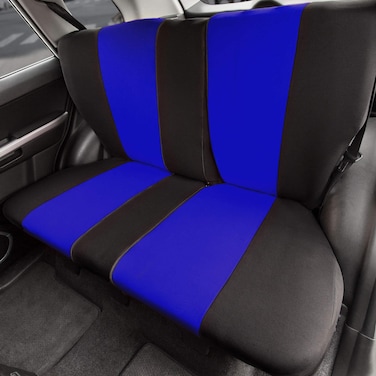 FH Group FB039013 Multi-Functional Cloth Split Bench Seat Cover (Full Split Bench Coverage) Blue/Black - Fit Most Car, Truck, SUV, or Van