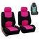 FH Group Pair Set Flat Cloth Car Seat Covers- Universal Fit for Trucks, SUVs, and Vans (Pink/Black) FB050102