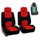 FH Group Pair Set Flat Cloth Car Seat Covers- Universal Fit for Trucks, SUVs, and Vans (Red/Black) FB050102