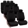 FH Group Flat Cloth Full Set Car Seat Covers Three Row 7 Seater - Universal Fit for Cars, Trucks &amp; SUVs (Solid Black)