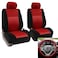 FH Group Trendy Elegance Car Seat Cover, s, Airbag &amp; Split Ready w. Silicone Steering Wheel Cover, Color - Fit Most Car, Truck, SUV, or Van Red/Black