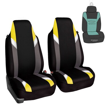 FH Group Premium Modernistic Seat Covers Pair Set, Airbag Compatible-Universal Fit for Cars Trucks and SUVs (Yellow)