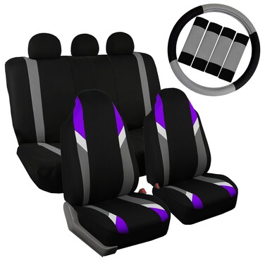FH Group Supreme Modernistic Full Set Car Seat Covers (Purple) Gift - Universal Fir for Cars, Trucks &amp; SUVs