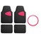FH GROUP Car Seat Covers Premium Tall Channel Rubber Trimmable Floor Mats w. FH3001 Snake Pattern Silicone Steering Wheel Cover- Universal Fit for Trucks, SUVs, and Vans (Pink/Black) F11311