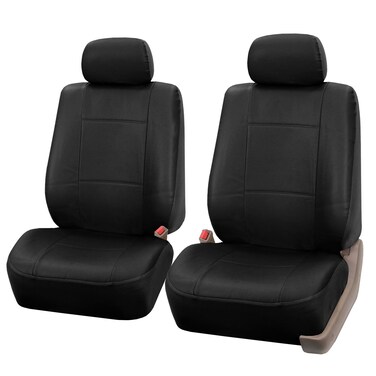 FH-PU001102 PU Leather Car Front Bucket Seat Covers Solid Black color