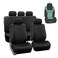 FH-PU002115 Classic PU Leather Car Seat Covers, Airbag compatible and Split Bench, Black color